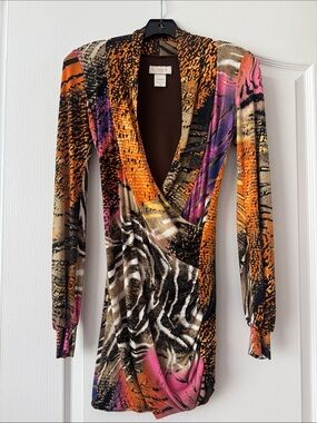 Vibrant Multicolor Wrap-Style Women's Dress
